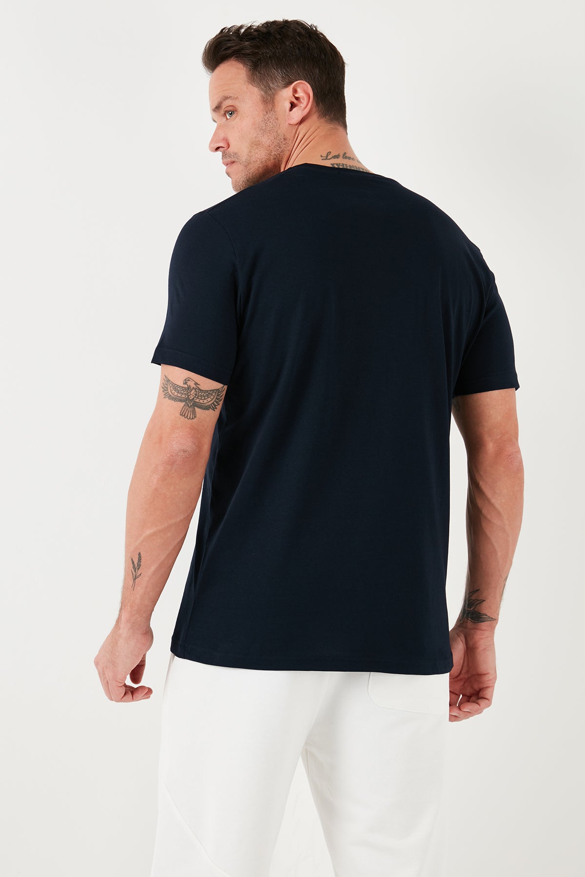 Buratti Baskılı Pamuklu Bisiklet Yaka Slim Fit Erkek T Shirt 646R8040 LACİVERT