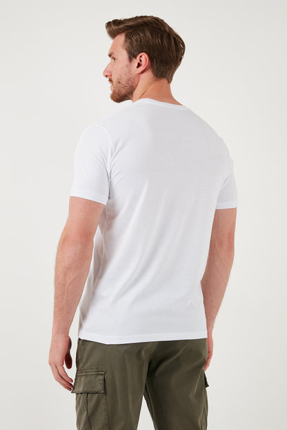 Buratti Pamuklu Slim Fit Bisiklet Yaka Erkek T Shirt 646R8290 BEYAZ