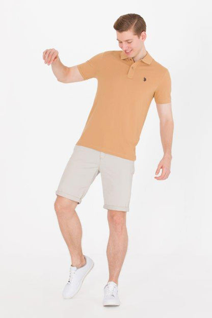 U.S. Polo Pamuklu Slim Fit Erkek Polo Yaka T Shirt G081GL0111570718 Camel