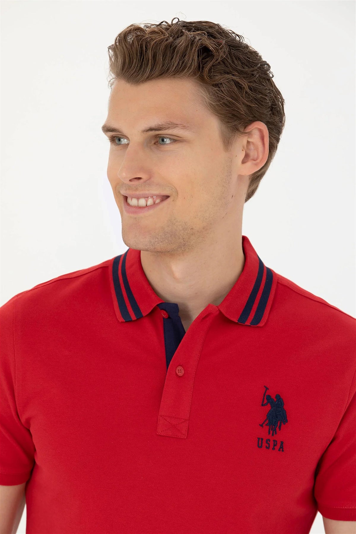 U.S. Polo Assn Pamuklu Logolu Slim Fit Polo Yaka Erkek T Shirt G081GL0111571222 KIRMIZI