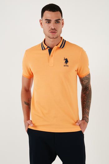 U.S. Polo Assn Pamuklu Logolu Slim Fit Erkek Polo Yaka T Shirt G081GL0111571222 TURUNCU