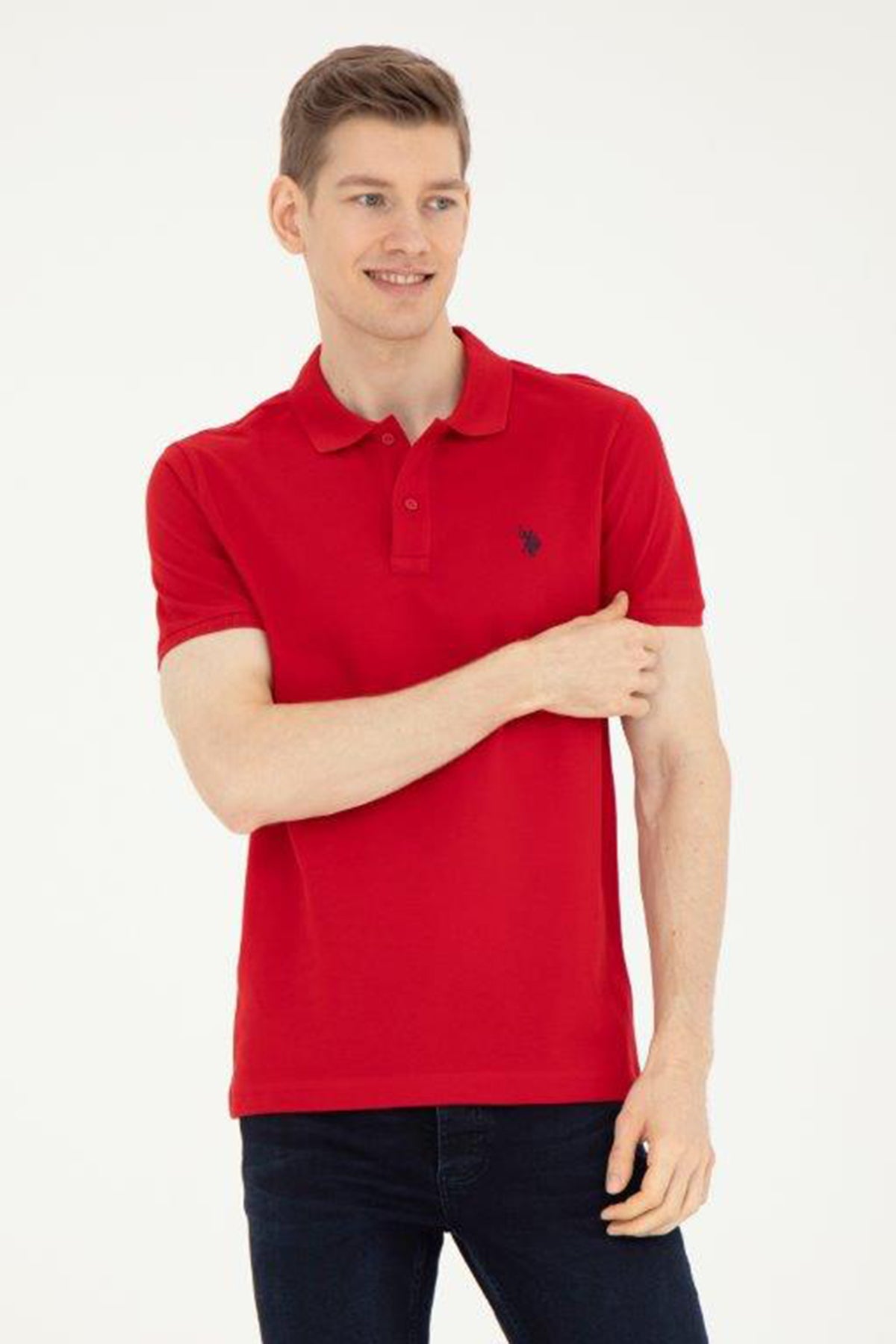 U.S. Polo Pamuklu Slim Fit Erkek Polo Yaka T Shirt G081GL0111792406 KIRMIZI