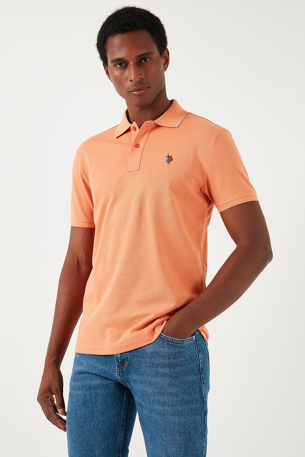 U.S. Polo Pamuklu Slim Fit Erkek Polo Yaka T Shirt G081GL0111792406 KİREMİT