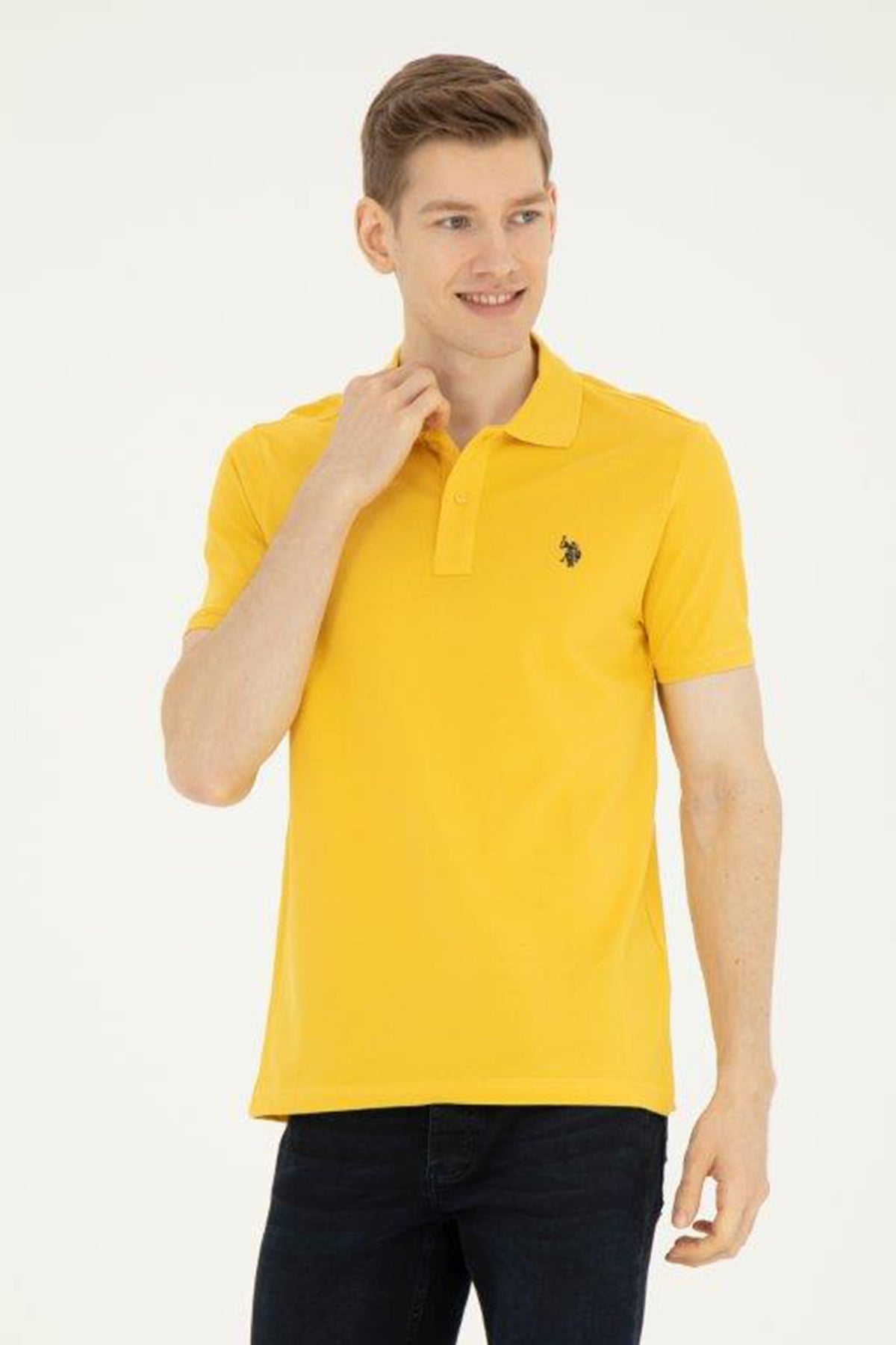 U.S. Polo Pamuklu Slim Fit Erkek Polo Yaka T Shirt G081GL0111792406 Safran