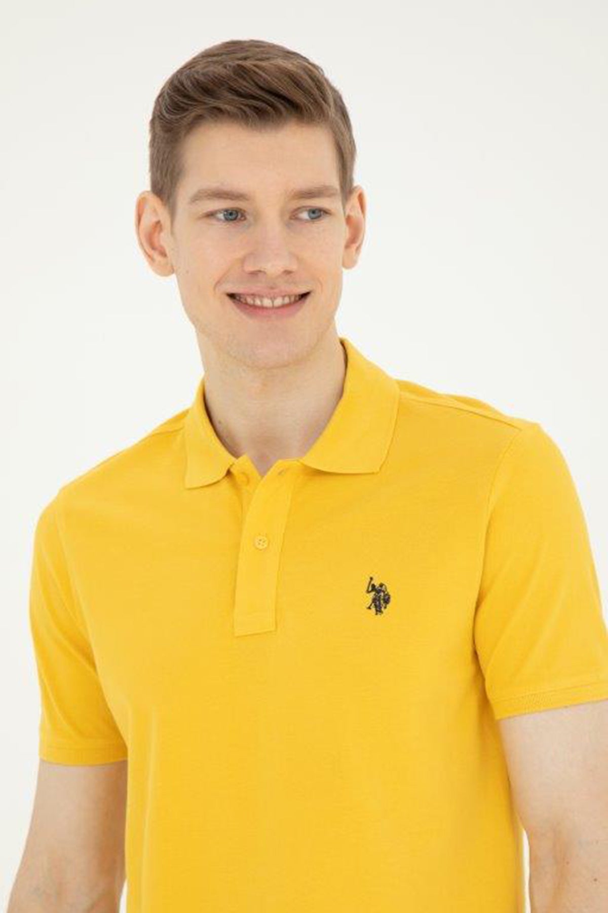 U.S. Polo Pamuklu Slim Fit Erkek Polo Yaka T Shirt G081GL0111792406 Safran