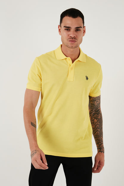 U.S. Polo Pamuklu Slim Fit Erkek Polo Yaka T Shirt G081GL0111792406 SARI