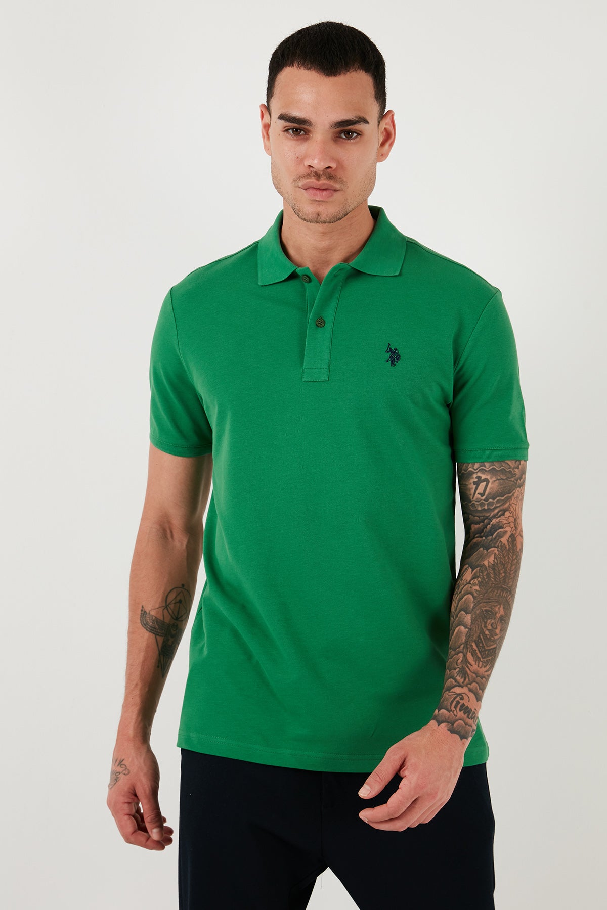 U.S. Polo Pamuklu Slim Fit Erkek Polo Yaka T Shirt G081GL0111792406 YEŞİL