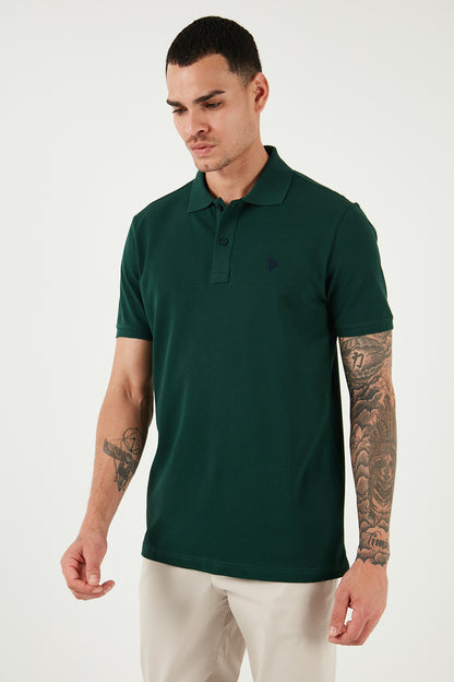 U.S. Polo Pamuklu Slim Fit Erkek Polo Yaka T Shirt G081GL0111792406 KOYU YEŞİL