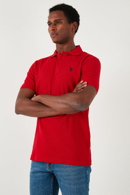 U.S. Polo Pamuklu Slim Fit Erkek Polo Yaka T Shirt G081GL0111792406 KIRMIZI