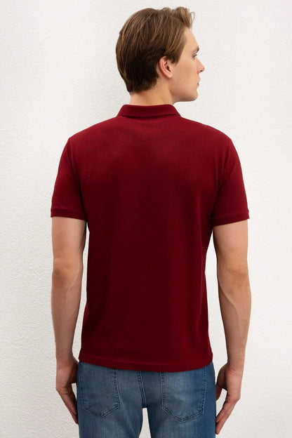 U.S. Polo Pamuklu Slim Fit Erkek Polo Yaka T Shirt G081GL0111792406 Modern Bordo