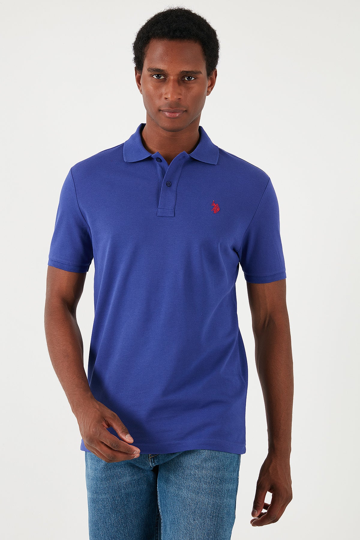 U.S. Polo Pamuklu Slim Fit Erkek Polo Yaka T Shirt G081GL0111792406 Royal Mavi