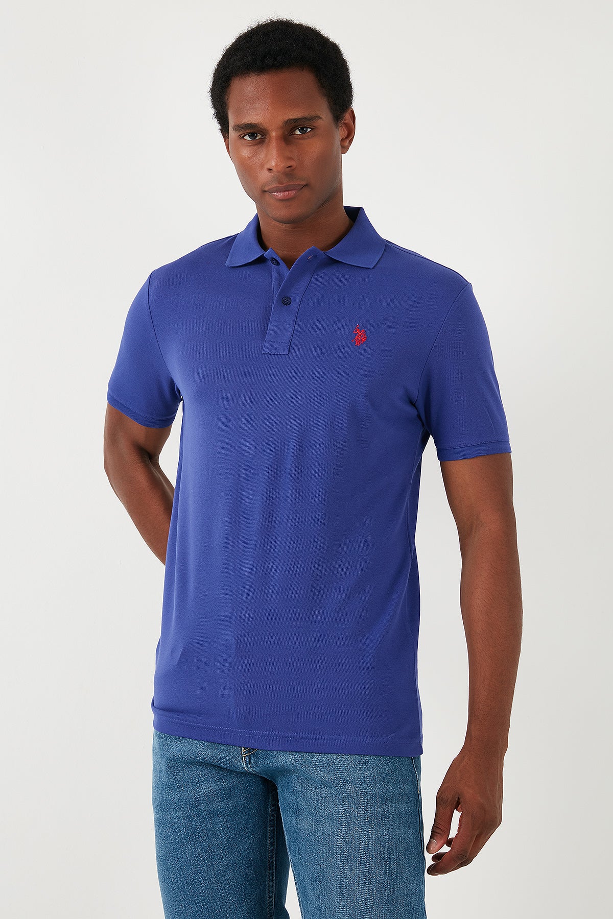 U.S. Polo Pamuklu Slim Fit Erkek Polo Yaka T Shirt G081GL0111792406 Royal Mavi