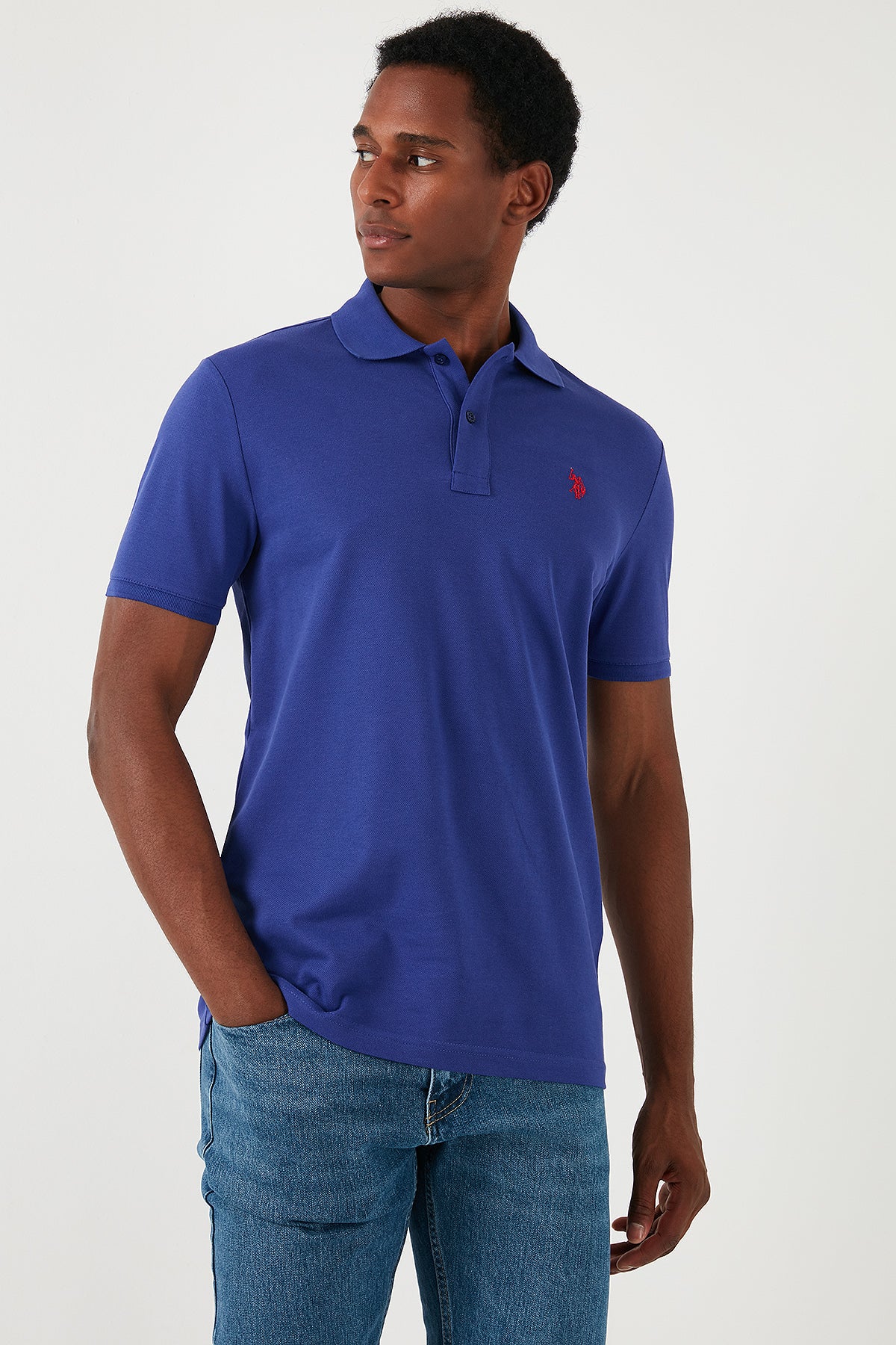 U.S. Polo Pamuklu Slim Fit Erkek Polo Yaka T Shirt G081GL0111792406 Royal Mavi