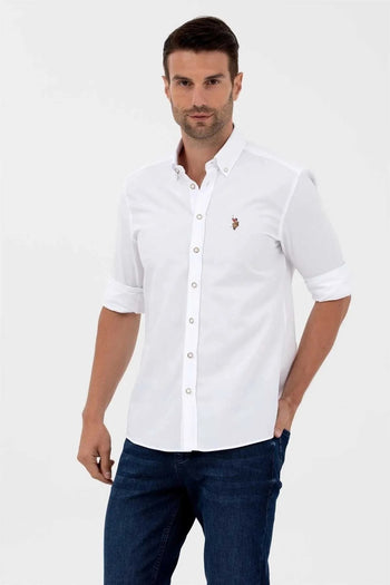 U.S. Polo % 100 Pamuklu Slim Fit Erkek Gömlek G081SZ0041571695 BEYAZ