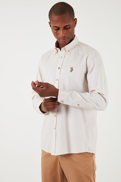 U.S. Polo Logolu Düğmeli Yaka % 100 Pamuk Regular Fit Erkek Gömlek G081SZ0041829891 TAŞ
