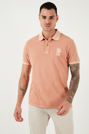 U.S.Polo Pamuklu Slim Fit Erkek Polo Yaka T Shirt G081SZ0111573851 PUDRA