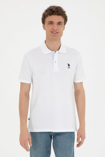 U.S. Polo Logolu % 100 Pamuk Regular Fit Polo Yaka Erkek T Shirt G081SZ0111794832 BEYAZ