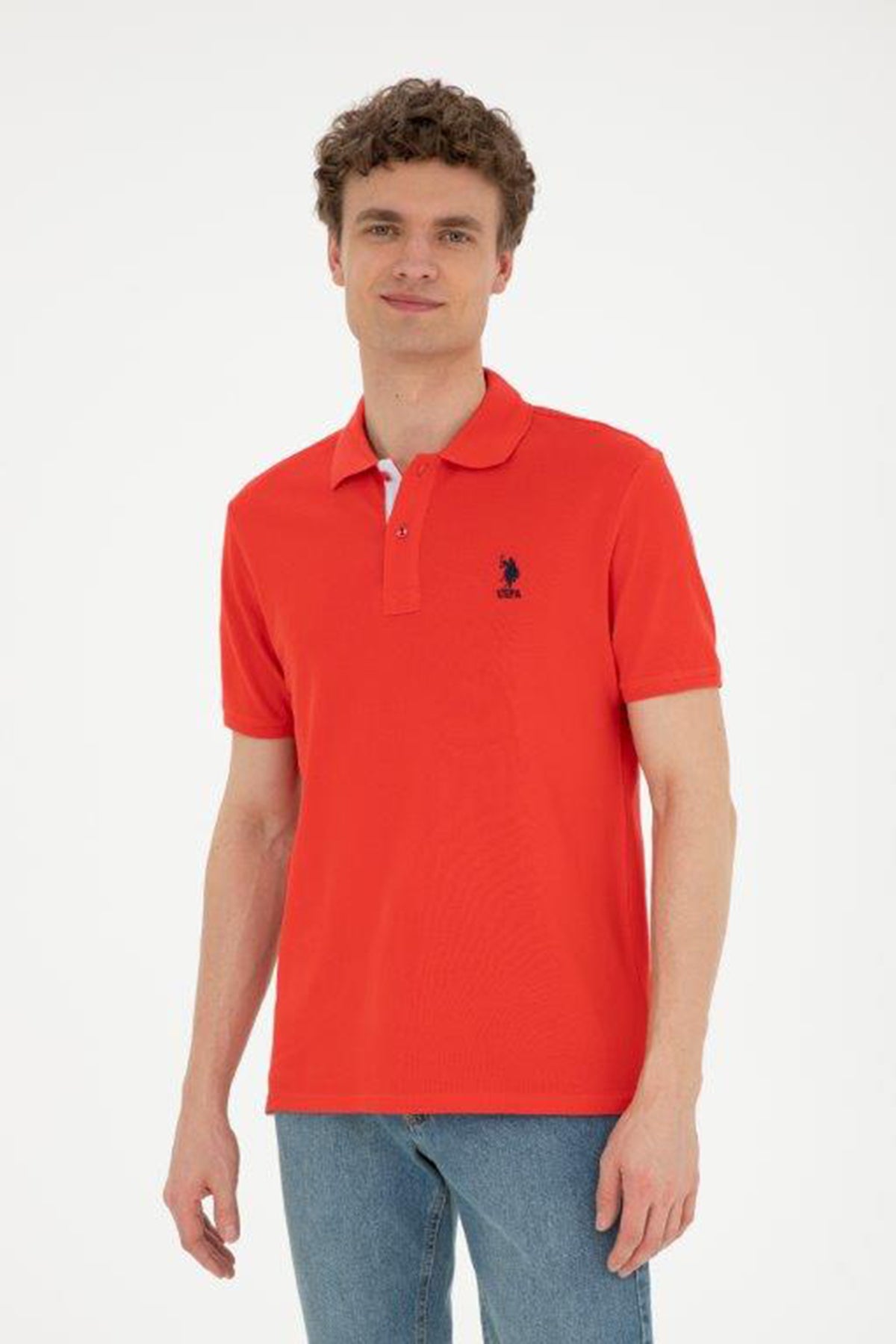 U.S. Polo Logolu % 100 Pamuk Regular Fit Polo Yaka Erkek T Shirt G081SZ0111794832 NAR ÇİÇEĞİ