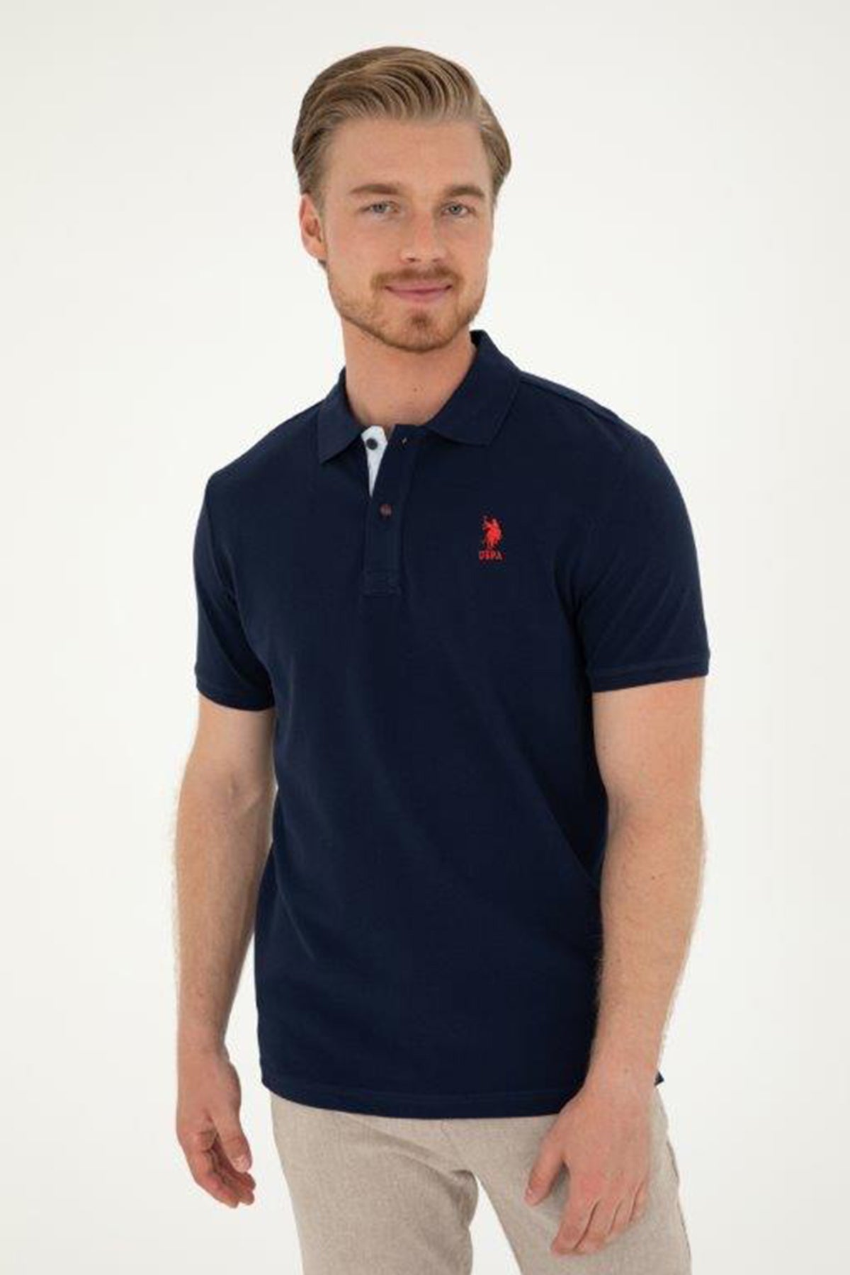 U.S. Polo Logolu % 100 Pamuk Regular Fit Polo Yaka Erkek T Shirt G081SZ0111794832 KOYU LACİVERT