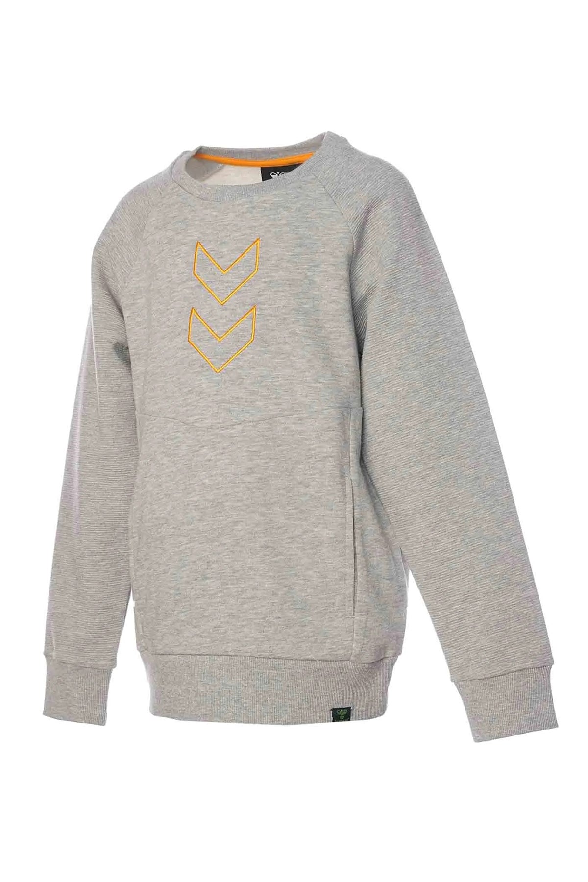 Hummel Logolu Pamuklu Regular Fit Bisiklet Yaka Unisex Çocuk Sweat 921943-2006 GRİ MELANJ