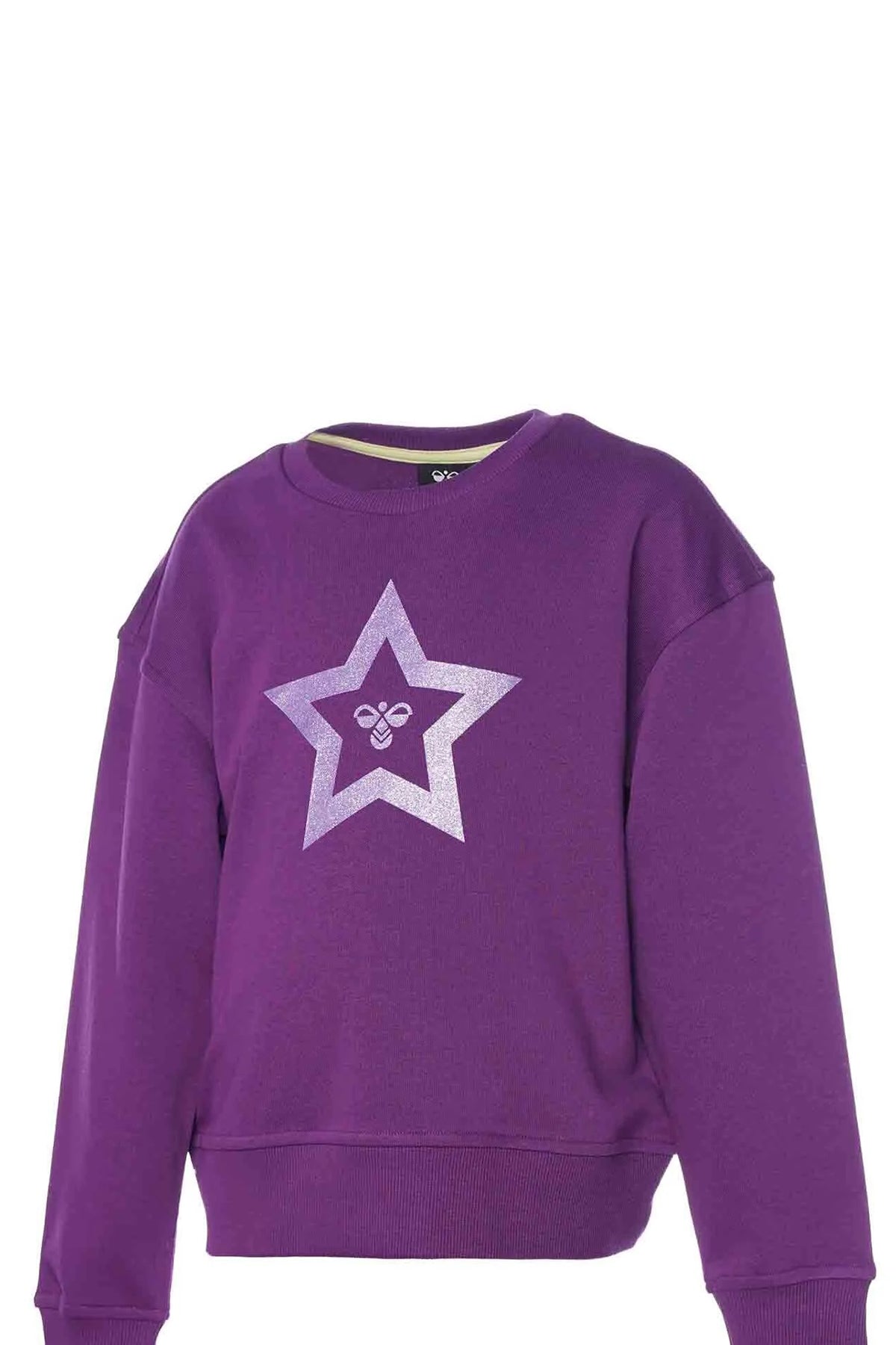 Hummel Desenli Pamuklu Bisiklet Yaka Unisex Çocuk Sweat 922012-9825 MOR