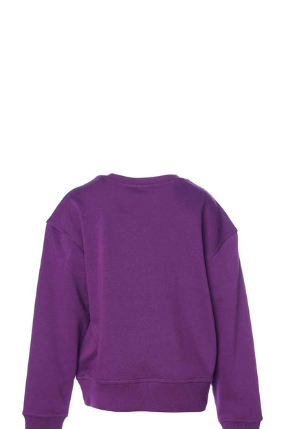 Hummel Desenli Pamuklu Bisiklet Yaka Unisex Çocuk Sweat 922012-9825 MOR