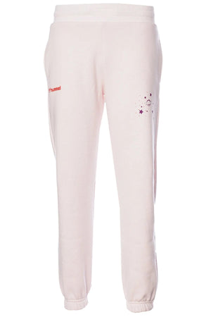 Hummel Desenli Pamuklu Slim Fit Lastikli Paça Unisex Çocuk Eşofman Altı 932070-9823 PEMBE