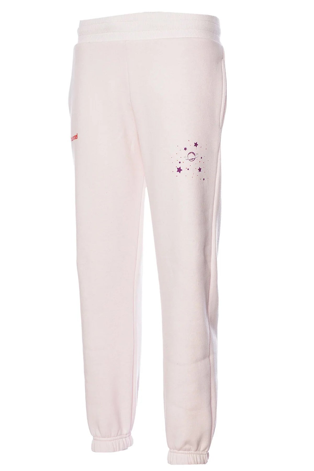 Hummel Desenli Pamuklu Slim Fit Lastikli Paça Unisex Çocuk Eşofman Altı 932070-9823 PEMBE