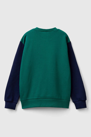 United Colors Of Benetton % 100 Pamuk Renk Bloklu Bisiklet Yaka Erkek Çocuk Sweat 3J68C10JM SARI