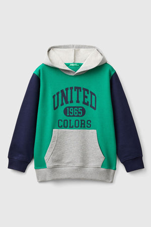 United Colors Of Benetton Baskılı % 100 Pamuk Kapüşonlu Erkek Çocuk Sweat 3J68C203N YEŞİL