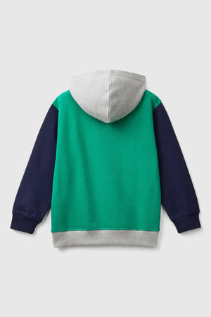 United Colors Of Benetton Baskılı % 100 Pamuk Kapüşonlu Erkek Çocuk Sweat 3J68C203N YEŞİL