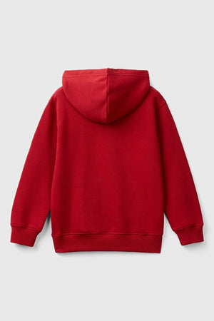 United Colors Of Benetton Baskılı % 100 Pamuk Kapüşonlu Erkek Çocuk Sweat 3J68C203N KIRMIZI