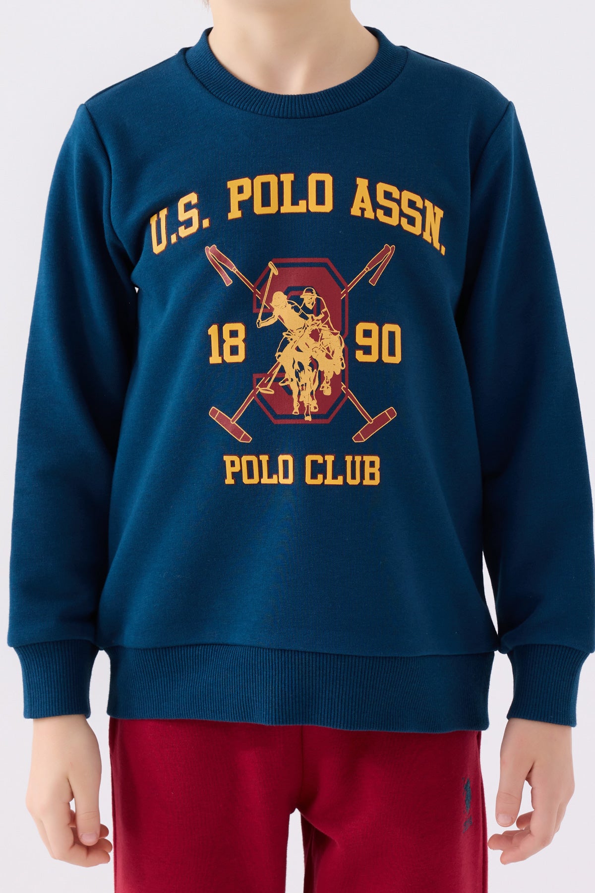 U.S. Polo Assn Pamuklu Beli Lastili Bisiklet Yaka Şardonlu Erkek Çocuk Eşofman Takımı US1906 Uzay