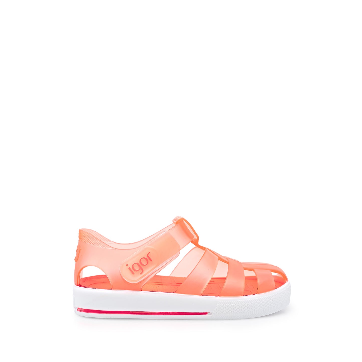 Igor Star Kaymayı Önleyen Flex Foam Cırtlı Şeffaf Unisex Çocuk Sandalet S10171 U Oranj-Beyaz