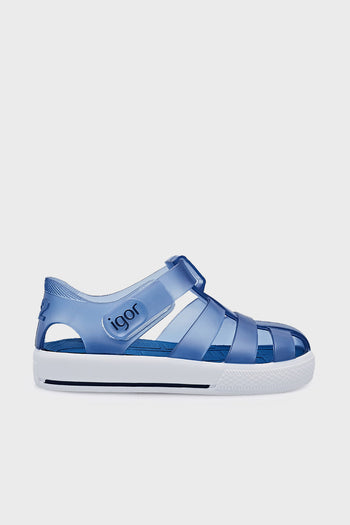 Igor Star Kaymayı Önleyen Flex Foam Cırtlı Şeffaf Unisex Çocuk Sandalet S10171 U LACİVERT