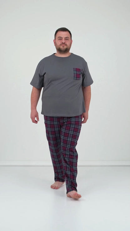 Buratti Pamuklu Regular Fit Büyük Beden Erkek Pijama Takımı 6572002B ANTRASİT