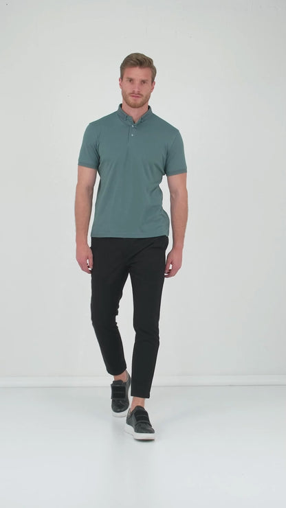 Buratti Pamuklu Slim Fit Erkek Polo Yaka T Shirt 646R1000 Mint-Füme