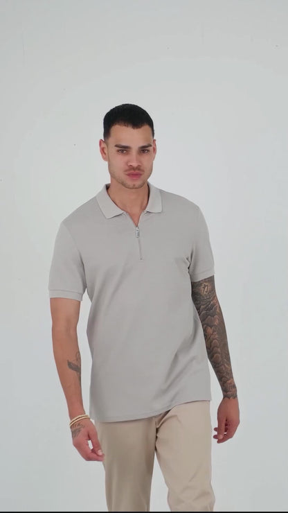 Buratti Pamuklu Regular Fit Fermuarlı Erkek Polo Yaka T Shirt 5902915 GRİ