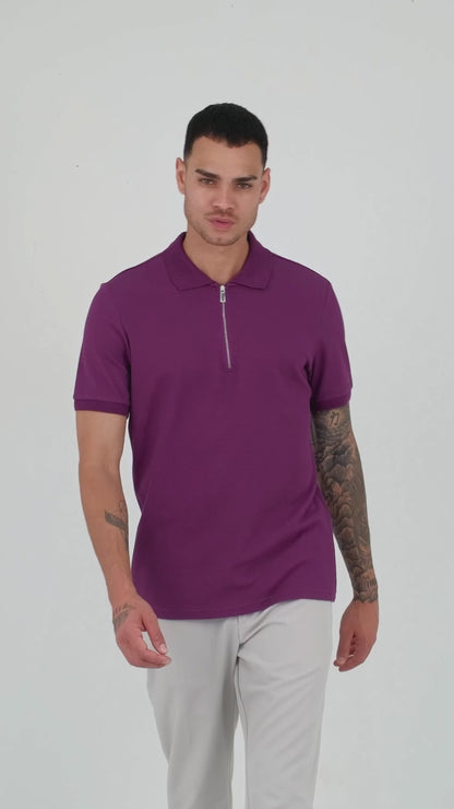 Buratti Pamuklu Regular Fit Fermuarlı Erkek Polo Yaka T Shirt 5902915 MÜRDÜM