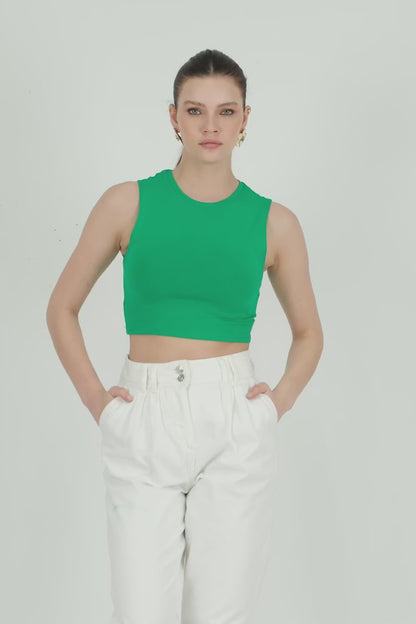 Lela Pamuklu Bisiklet Yaka Dar Kesim Crop Bayan Atlet 5865259 BENETTON