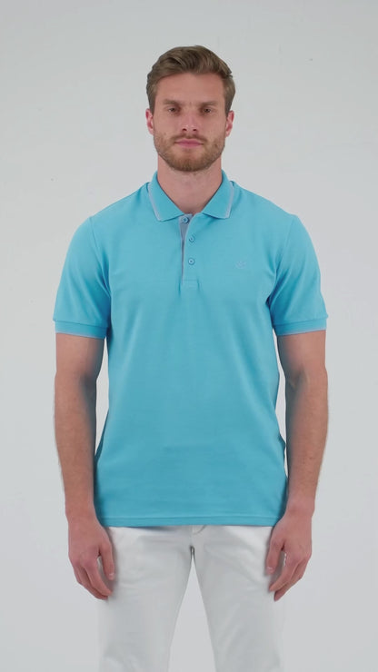 Buratti % 100 Pamuk Düğmeli Slim Fit Erkek Polo Yaka T Shirt 5902118 AQUA-MAVİ