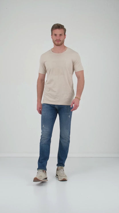 Buratti Pamuklu Slim Fit Bisiklet Yaka Erkek T Shirt 646R7940 BEJ