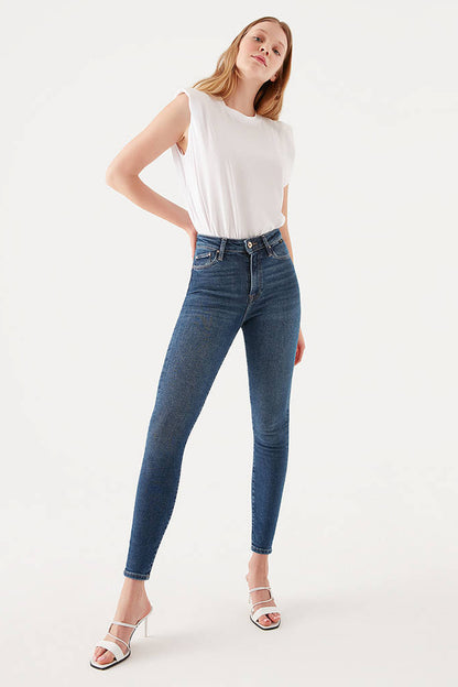 Mavi Yüksek Bel Süper Skinny Pamuklu Serenay Jeans Bayan Kot Pantolon 100980-33687 MAVİ