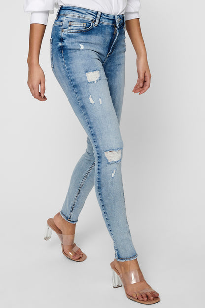Only Pamuklu Normal Bel Skinny Fit Onlblush Jeans Bayan Kot Pantolon 15223417 AÇIK MAVİ