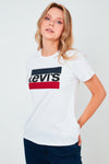 Levi's Baskılı % 100 Pamuk Bisiklet Yaka Bayan T Shirt 17369-1313 BEYAZ