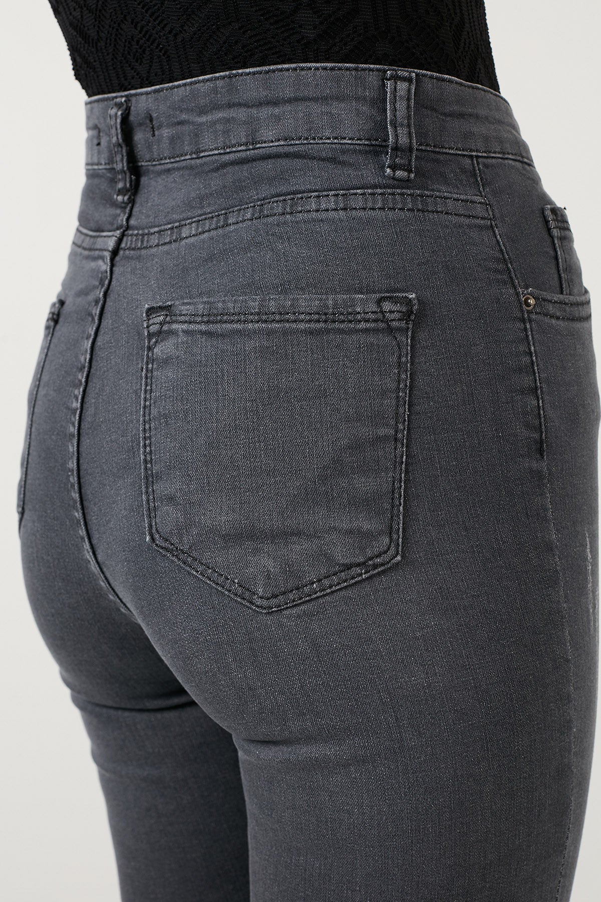Lela Yüksek Bel Skinny Dar Paça Pamuklu Jeans Bayan Kot Pantolon 58713259 GRİ