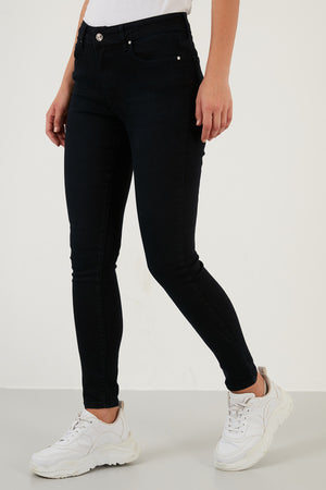 Lela Pamuklu Yüksek Bel Skinny Fit Dar Paça Jeans Bayan Kot Pantolon 639ISABEL LACİVERT