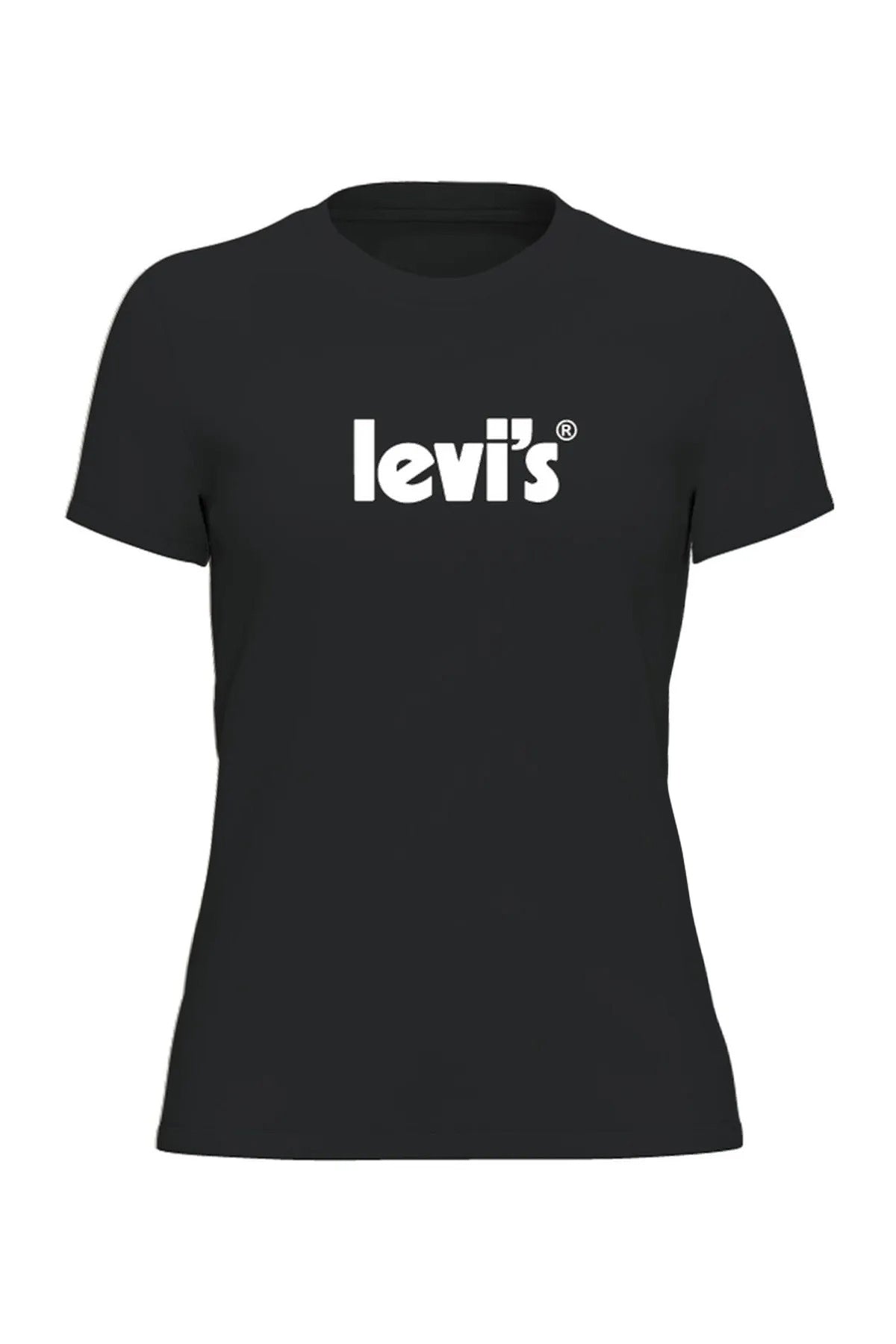 Levi&#39;s Logolu Bisiklet Yaka % 100 Pamuk Regular Fit Bayan T Shirt A2086-0103 SİYAH