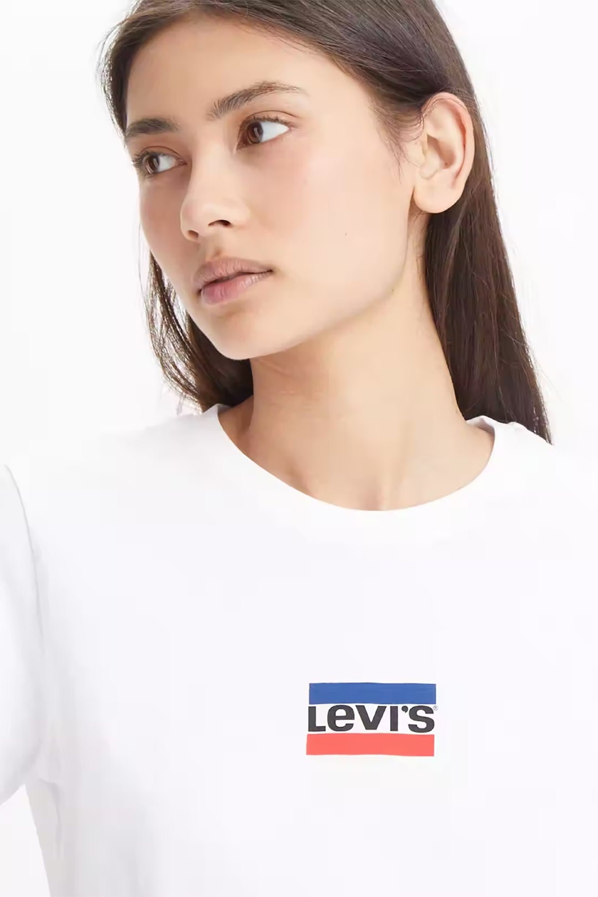 Levi's Logo Baskılı Bisiklet Yaka % 100 Pamuk Regular Fit Bayan T Shirt A2086-0196 BEYAZ