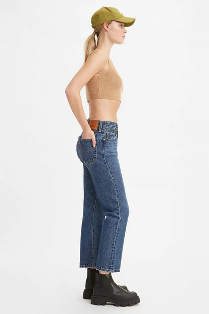 Levi's 501 Pamuklu Regular Fit Cropped Jeans Bayan Kot Pantolon A7739-0006 MAVİ